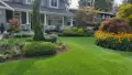 A well trimmed garden and lawn